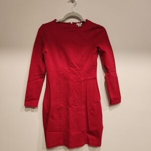 J. Crew Vibrant Red Long Sleeve Dress